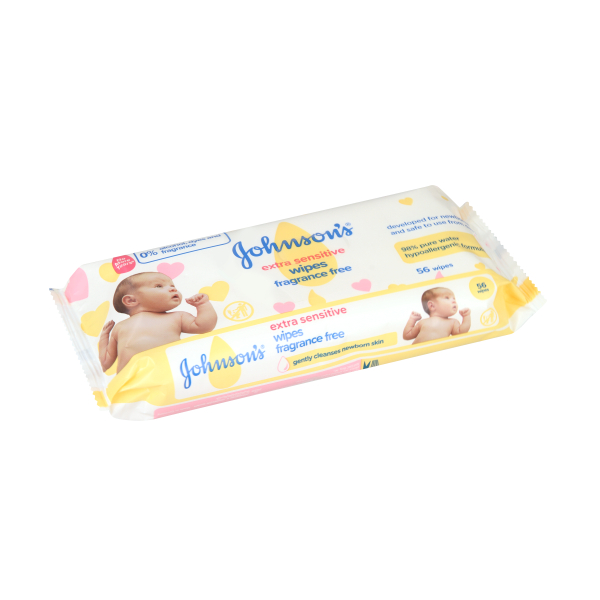 Johnsons Baby Extra Sensitive Fragrance Free 56 Wipes