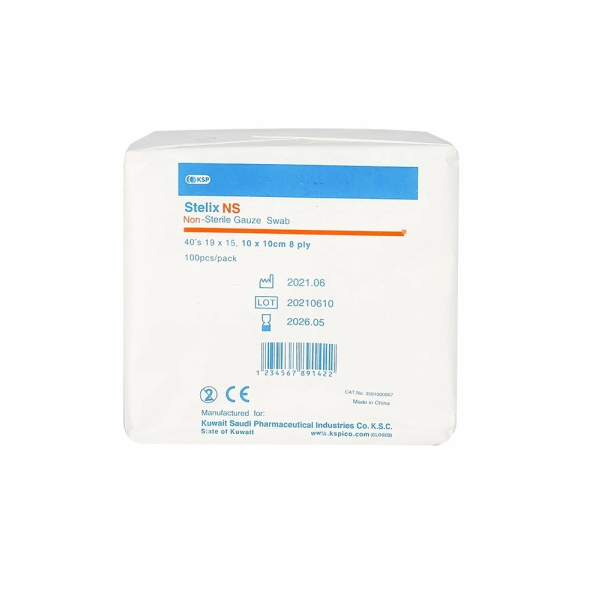 KSP Stelix Non Sterile Gauze Swab 8Plys 10x10Cm 100'S
