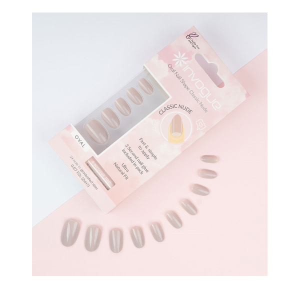 Invogue Coloured Classic Nude Oval 24 Nails