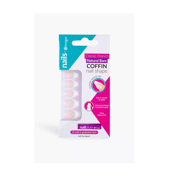 Invogue Frensh Natural Bare Coffin 28Nails
