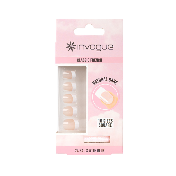 Invogue Frensh Natural Bare Square 24Nails
