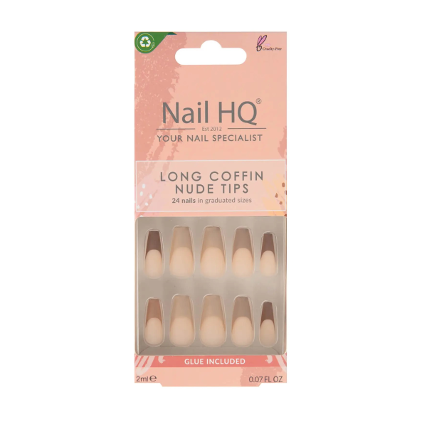 Nail HQ Long Coffin Mix Nude Nails (24 Pieces)
