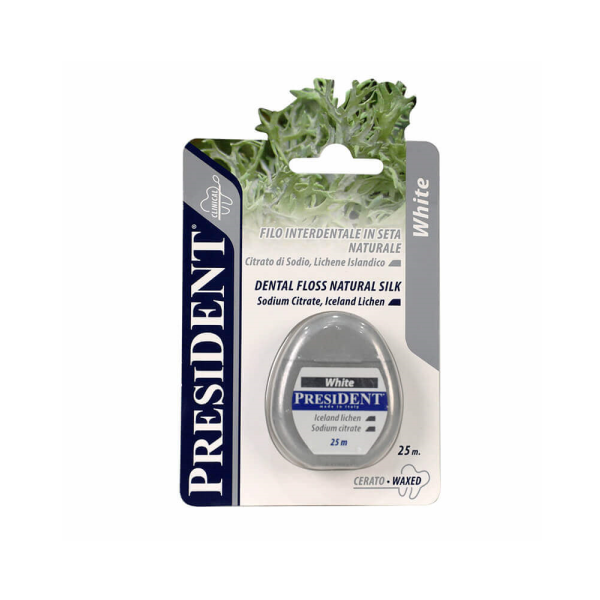 President White Dental Floss Natural Silk 25 M